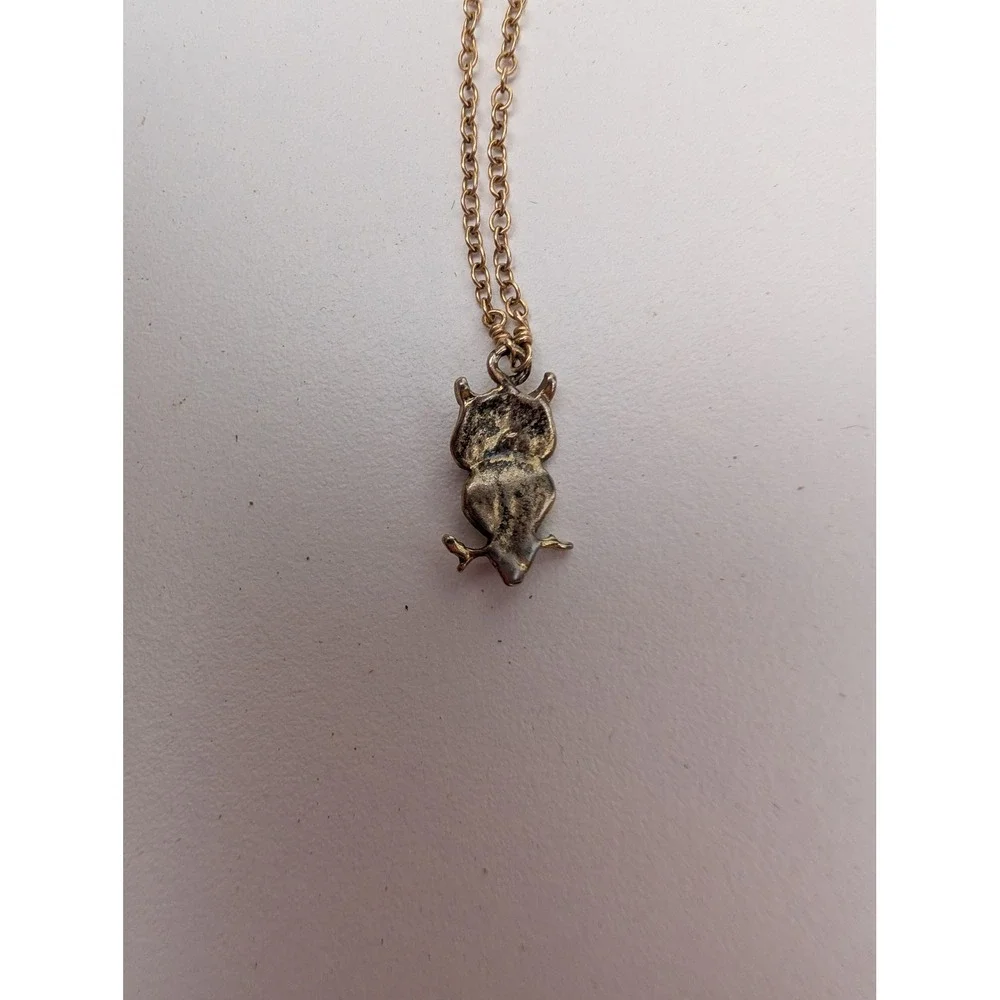 Vintage Style Owl Pendant Necklace Antiqued Gold Tone Adjustable Cable Chain